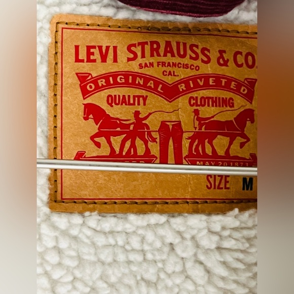 Levi's Mens Type III Sherpa Trucker Jacket Decadent Chocolate Corduroy Med - Picture 9 of 9